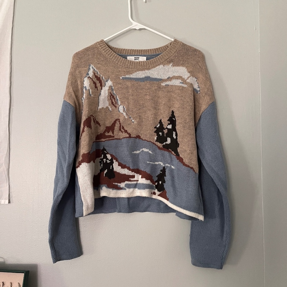 Comfy Grandpa Style Graphic Sweater